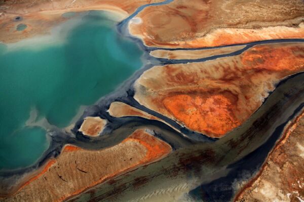 Salty colorful water at the dead sea