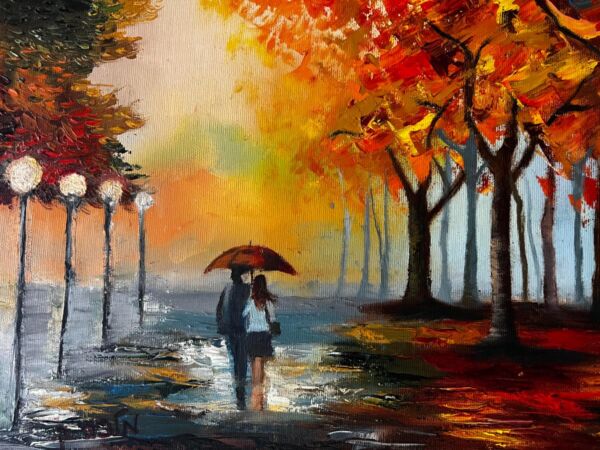 A couple on the boulevard in winter