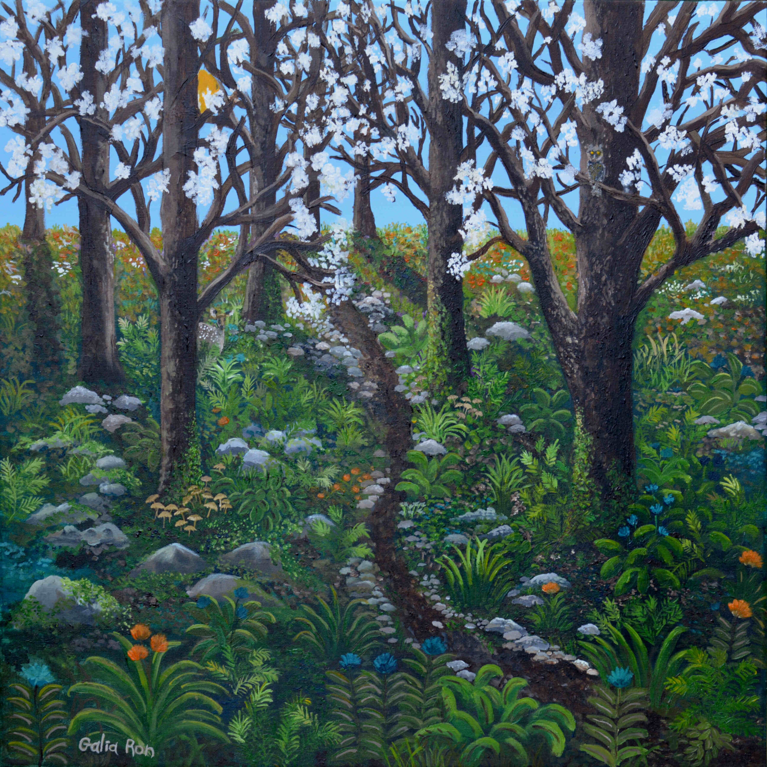 Original Acrylic Painting- The Deer and the Owl